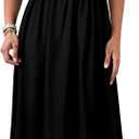 Womens Halter Neck Deep V-Neck Midi Dress with Built-in Bra Pockets Backless Tie Waist Sleeveless A-Line Dresses (Black)