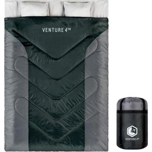 VENTURE 4TH Backpacking Sleeping Bag  XXL, Double and Single Sizes - Lightweight Warm & Cold Weather Sleeping Bags for Adults, Kids & Couples  Ideal for Hiking, Camping & Outdoor Adventures