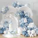 Dusty Blue Balloon Arch Kit 132Pcs Dusty Blue and White Balloon Arch Garland Kit Include Dusty Blue White Pastel Blue Clear Balloons for Birthday Wedding Baby Shower Bridal Party Decorations