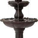 XBrand 3-Tier Freestanding Waterfall Fountain w/Pump & Pineapple Top, 51 Inch Tall, Brown, Large Outdoor Garden Fountain, Ideal for Garden, Porch, and Lawn