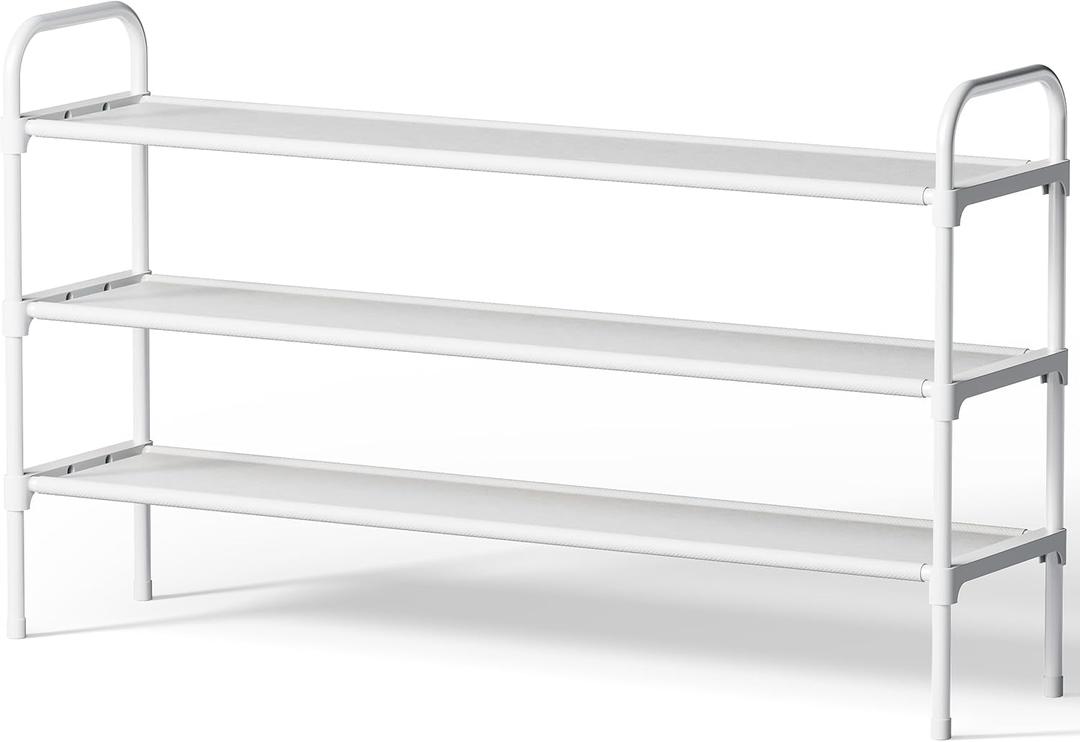 Kitsure Extra-Long Shoe Rack for Closet, Shoe Organizer for Front Door Entrance, Stackable Shoe Shelf, Detachable Closet Organizers and Storage, 39.0" Wide - 3 Tier, White