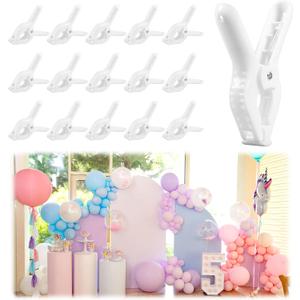 LemonRoad 16 Pcs 4" Clips for Balloon Arch White Heavy Duty 2" Opening Spring Clamps for Birthday Baby Shower Balloon Arch, Tablecloth Clip, Backdrop Stand for Wedding Photography Studio Decoration