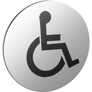 Elegant Disabled Toilet Sign - 70mm Circular - Metallic Steel Finish