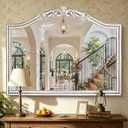 Ornate Baroque Arch Wall Mirror: 32x42 Inch Large Decorative Wood Mirrors