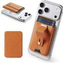 ESR for MagSafe Wallet, 3-Card Holder, Magnetic Wallet for iPhone,Vegan Leather, Secure-Grip Finger Loop without Stand for iPhone 17/16/15/14/13/12 Series, Not for 13/12 Mini, Brown