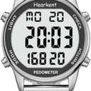 Hearkent Women Pedometer Watch for Walking Steps and Miles-Step Counter for Calories,30M Waterproof-EL Backlight-Countdown-Stopwatch-No App Step Tracker for Adults Seniors (Black)