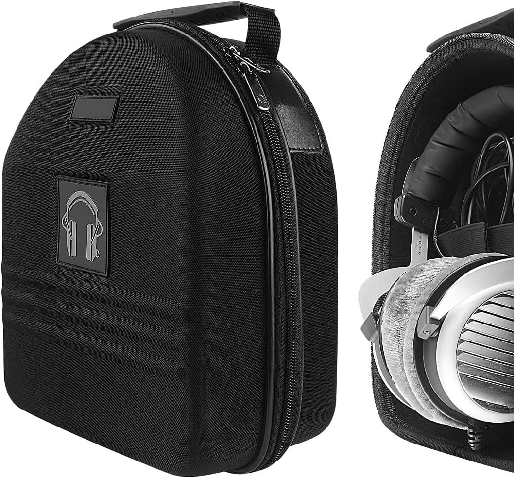 Geekria Shield Case for Large-Sized Over-Ear Headphones, Replacement Protective Hard Shell Travel Carrying Bag with Cable Storage, Compatible with Audio-Technica ATH-AD990X, AKG K701 (Black)