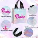 12 Pcs Bridesmaids Gift Bags Holographic Non-woven Reusable Tote Bag Bridal Shower Gifts Bag Bachelorette Party Decorations for Bridesmaid Proposal Engagement Wedding Party Favor Bags