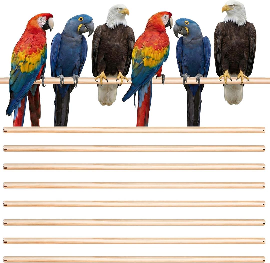 Bird Perches Natural Wood Double Slots, 30 Inches, 8 Pcs
0.6 Inch Diameter Rods for Parrot Macaw Cockatoo Parakeet, Replacement Stand, Smooth Natural Branch for Aviary