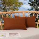 Kevin Textile Pack of 2 Outdoor Waterproof Pillow Covers Checkered Decorative Cushions Sham Throw Pillowcases Shell for Patio Tent Garden Couch Bed Sofa 20x12 Inch Burnt Orange