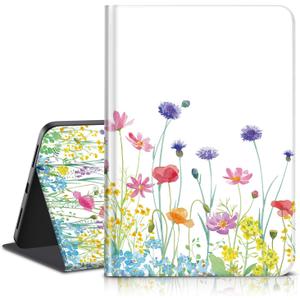 Case for iPad 10th Generation 2022 iPad 10.9 Inch - Multi-Angle Viewing & Auto Wake/Sleep, PU Leather Protective Folio Stand Cover for iPad 10th Gen 10.9 inch 2022, Soft TPU Back, Colorful Flower