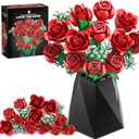 Red Rose Bouquet Building Set, 960PCS Roses Flowers Artificial Flowers Botanical Collection Blocks Kit for Adults Women Gift for Valentines & Mother's Day Home Decor Flower Decorations