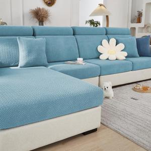 Sofa Covers Couch Covers for Sofa Pet Friendly Couch Cushion Covers Universal Sofa Covers Washable Stretch Slipcovers for Sectional Sofa (Texture Sea Blue,Back Cover L)