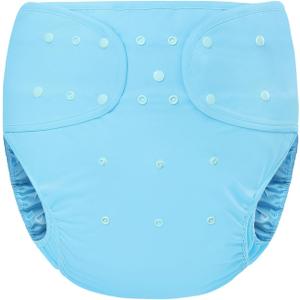 Littleforbig Washable Adjustable Reusable Waterproof Primary Comfort Cloth Adult Diaper Wrap Cover One Size Blue