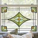 Window Stickers, Stained Glass Window Privacy Film, UV Blocking Static Cling for Home Kitchen Office Bathroom, Verdant Prism, 11.81" X 15.75"