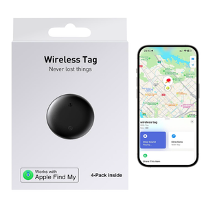 Air Tracker Tags-4 Pack, 2025 New [Apple MFi Certified], Bluetooth Tracker Work with Apple Find My (iOS Only), Replaceable Battery Last 2 Years,Item Finder for Luggage/Key/Suitcase,with Diverse Holder