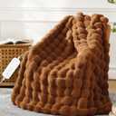 Electric Heated Blanket Throw - 50"x60" Heating Blanket Throw House Warming Gifts New Home, Ultra Soft Warm Flannel Sherpa Fast Heat,8 Heat Level 10 Hours Auto-Off ETL Certified Brown