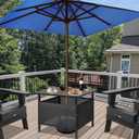 LZRS Adirondack Square Outdoor Side Table with Umbrella Hole, Pool Composite Patio Table,HDPE End Tables for Backyard,Pool, Indoor Companion, Easy Maintenance & Weather Resistant(Light Brown)