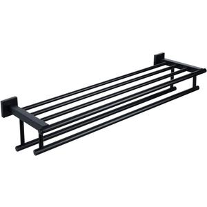 Alise Towel Rack for Bathroom Wall Mount,Double Towel Bars for Bathroom,28 Inch Bathroom Towel Holder Double Towel Bars with Shelf,SUS304 Stainless Steel Towel Hanger for Bathroom Walls,Matte Black