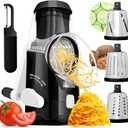 BASSWOOD Rotary Cheese Grater with Handle - Mandoline Slicer with 3 Stainless Steel Drum Blades-Vegetable Slicer Walnuts Grinder Cheese Shredder Round Mandoline with Peeler (Black)