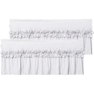 HIG 2 Pack White Ruffle Window Valances  Handcrafted Bow Tie Blackout Curtain Valances for Windows/Bathroom/Living Room/Bedroom, Farmhouse Decorative Privacy Kitchen Valance, 52"x18"(N60047) (52"W x 18"L (Pack of 2), White)