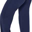 Women Straight Leggings Bottoms High Waist Gym Workout Leggings Stretch Casual Wide Leg Yoga Pants (Small, Navy Blue)
