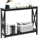 Julimoon Console Table with Storage Shelf, Narrow Accent Table X Form Frame, 2-Tier Sofa Side Table for Living Room/Bedroom/Entryway/Hallway, Easy Assembly, 39.5X12X31.5 (Coffee) (Broen)