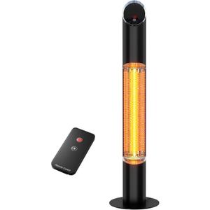 Outdoor Electric Patio Heater, Portable Infrared Heater, Heaters for Outdoor/Indoor Use, Standing Heaters for Patio, Garage, Backyard, 1500W, Black
