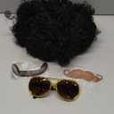 70s Wigs for Men Disco Wig for Halloween Party Short Brown Feathered Hair with Glasses Gold Necklace Mustache