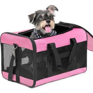 Conlun Dog Carrier Soft Sided, Large Cat Carrier up to 20 Lbs,Pink L