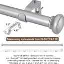Curtain Rods for Windows 28 to 88 Inches Adjustable 1 Inch Diameter Decorative Single Window Curtain Rod Set with Rounded Cap design Finials, Silver