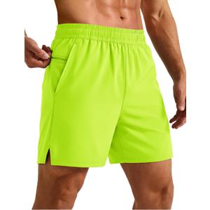 MAGCOMSEN Men's Running Shorts 5" Quick Dry Lightweight Hiking Shorts with Pockets for Workout Athletic Gym (38, 02.neon Green)