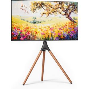 Artistic Easel TV Stand for 43-65 Inch TVs, 180° Swivel Tripod TV Stand up to 88 lbs, Floor TV Mount with Cable Management for Bedroom, Living Room and Corner, Max VESA 600x400mm, Black Walnut