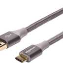 USB-C to USB-A 3.1 Gen 1 Fast Charger Cable, Nylon Braided Cord, 5Gbps High-Speed for Apple iPhone 16/15, iPad, Samsung Galaxy, Tablets, Laptops, 10 Foot, Dark Gray