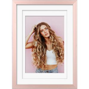 Egofine 18x24 Aluminum Picture Frame Display with Mat for 16x20 or 18x24 without Mat, Metal Poster Frame Covered by Plexiglass for Wall Mounting, 1 Pack, Rose Gold