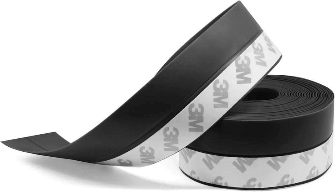 Weather Stripping, 33 Feet Weather Seal Strip, Adhesive Silicone Tape (Black, 25MM) for Door, Shower, Window Draft Stopper