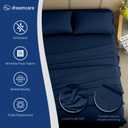 DREAMCARE King Size Sheets Set 4 pcs Cooling Sheets up to 21 Deep Pocket King Sheet Set Hotel Luxury Sheets & Pillowcases Superior Softness 100% Fine Microfiber with Side Pocket Navy Blue