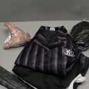 Kids Addams Costume Black Dress for Girls with Wigs Keychain Hand Halloween Cosplay Party Outfit (140)