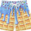 Boccsty Blue Ice Cream Boys Swim Trunks Baby Kids Swimwear Summer Toddler Beach Board Shorts 2T-XL (Multicoloured18)