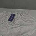 OYOANGLE Women's Two Piece Pajama Set Striped Print Crew Neck Short Sleeve Tee and Side Split Shorts Set Cute Pj Sets (Medium, Black)