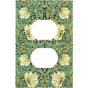 Outlet Covers William Morris Vintage Floral Yellow Flowers Green Leaf 1 Gang Duplex Wall Plate Decorative Switch Plates Electrical Receptacle Faceplate Light Switch Cover for Bedroom Decor