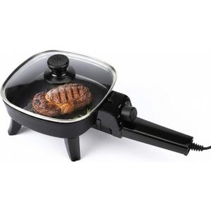 7" Electric Skillet with Lid, Electric Non-Stick Ceramic Fying Pan,Adjustable Temperature Control, 600W Single Serve Grill for Breakfast, Cooking for Pancakes, Eggs, Sausage