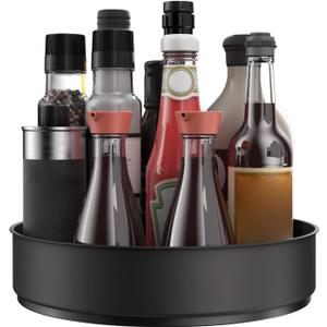 VAEHOLD Lazy Susan Stainless Steel Spice Rack Turntable for Pantry Cabinet - Decorative Trays Storage Containers Organizer for Kitchen Cabinet, Snacks, Bathroom (7 1/2 inches) (7 1/2'' Black)