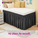 RIMELA Dorm Bed Skirt Twin XL 32 Inch Drop, Easy to Install Extra Long Wrap Around Elastic Dust Ruffle, Dark Grey Bed skirt Solid Silky Fabric Machine Washable (Twin XL 80L x 39W & Twin 75L x 39W)