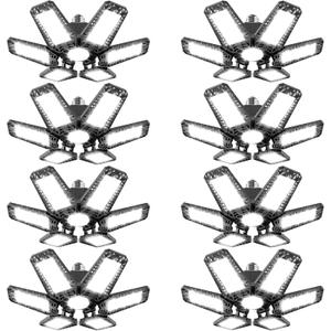 Garage Lights 8 Pack 160W, 16000LM LED Garage Lights with 6+1 Deformable Panels 6500K Screw in LED Shop Lighting for Workshop, Basement Support E26/E27