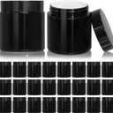 KEYWING 4oz Black Small Glass Jars with Lids, 24 Pack Lotion Containers Round Glass Jar with Inner Liners for Cream, Powders and Ointments