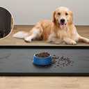 Dog Food Mat - Silicone Dog Mat for Food and Water - 36" x 24" Large Pet Feeding Mats with Residue Collection Pocket - Waterproof Cat Bowl Mat with High Edges to Prevent Water Food Spills (Black)