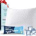 QUTOOL Cooling Pillow for Sleeping, CertiPUR-US Shredded Memory Foam King Pillow Set of 1, Cool Pillow for Hot Sleepers Adjustable Firm Pillow for Side, Back, Stomach Sleepers Soft Yet Support, White