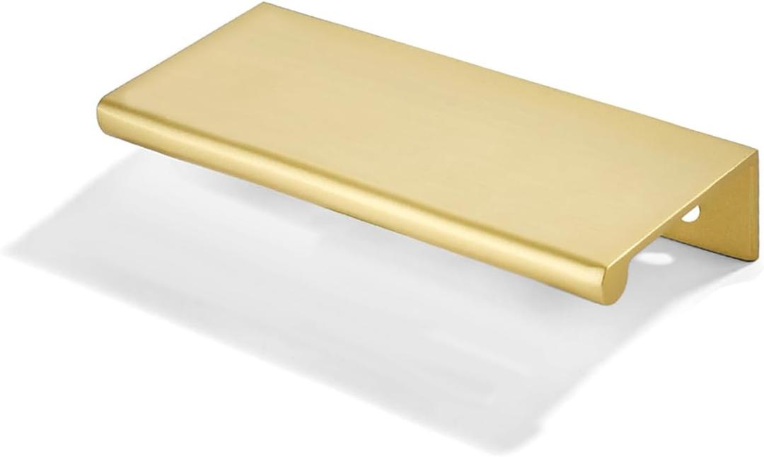 khtumeware 10 Pack 3 inch(76mm) Hole Center Brushed Gold Finger Edge Pulls Drawer pulls Matte Gold Finger Edge Pull Solid Zinc Drawer Pull Hidden Edge Treatment Hardware Finger pulls