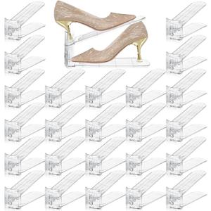 FENRUNXU Shoe Slots Organizer for Closet, 30 Pack Shoe Stacker Shoes Rack Organizer for Closet Space Saver Storage Shoe Holder Organization (Transparent)
